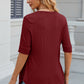 Full Size Eyelet Half Sleeve T-Shirt