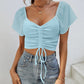Drawstring Short Sleeve Crop Top