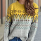 Chevron Contrast Round Neck Long Sleeve Sweater