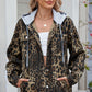 Pocketed Leopard Long Sleeve Denim Jacket