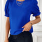 Round Neck Flounce Sleeve Blouse