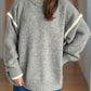 Contrast Trim Round Neck Dropped Shoulder Sweater