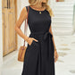 FULL SIZE Tied Round Neck Sleeveless Dress