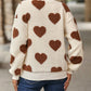 Full Size Fuzzy Heart Dropped Shoulder Sweatshirt