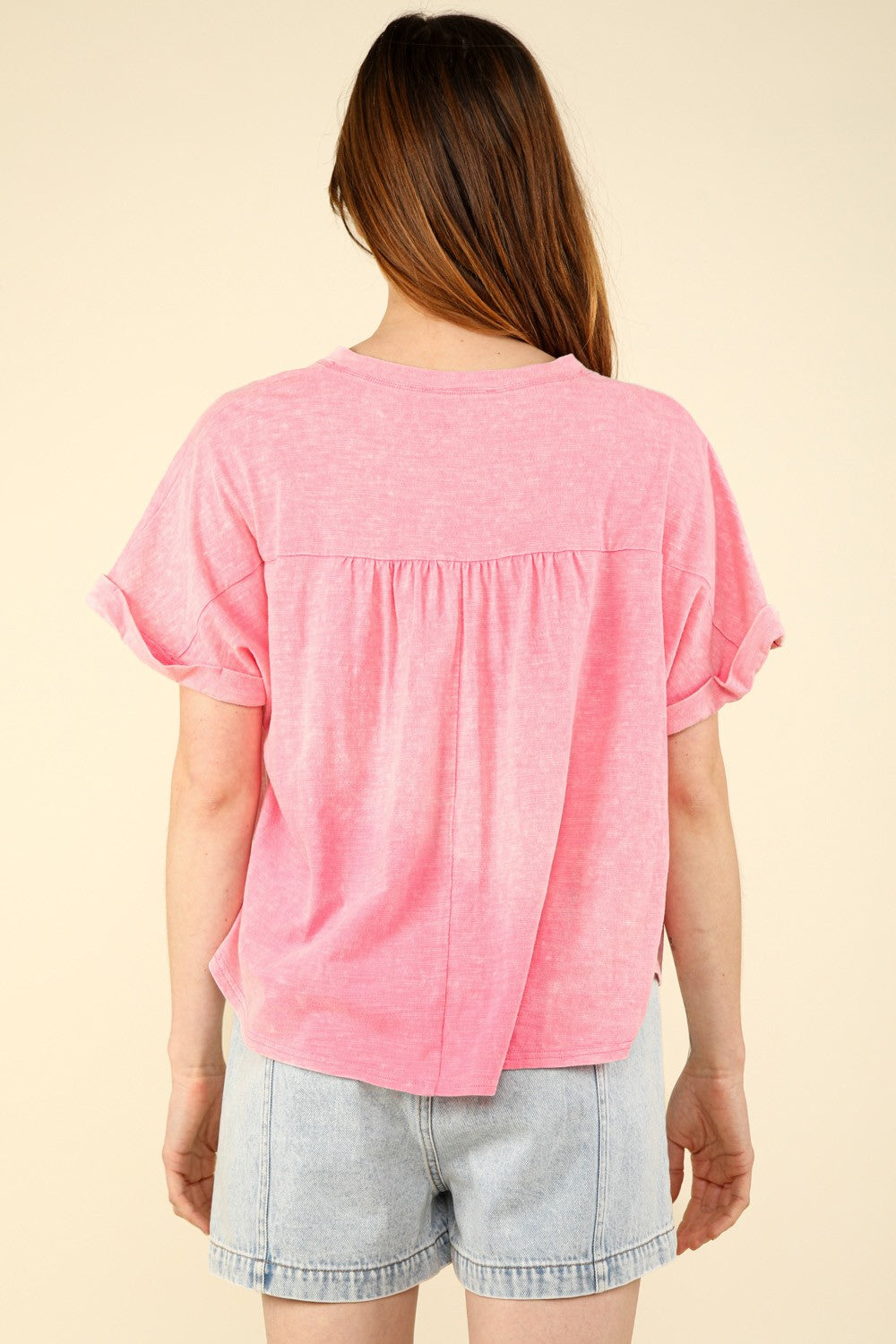 VERY J Nochted Short Sleeve Washed T-Shirt *