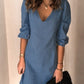 Full Size V-Neck Half Sleeve Mini Dress