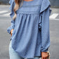 Ruffle Trim Balloon Sleeve Blouse