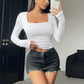 Square Neck Long Sleeve T-Shirt