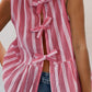 Tied Striped Round Neck Tank