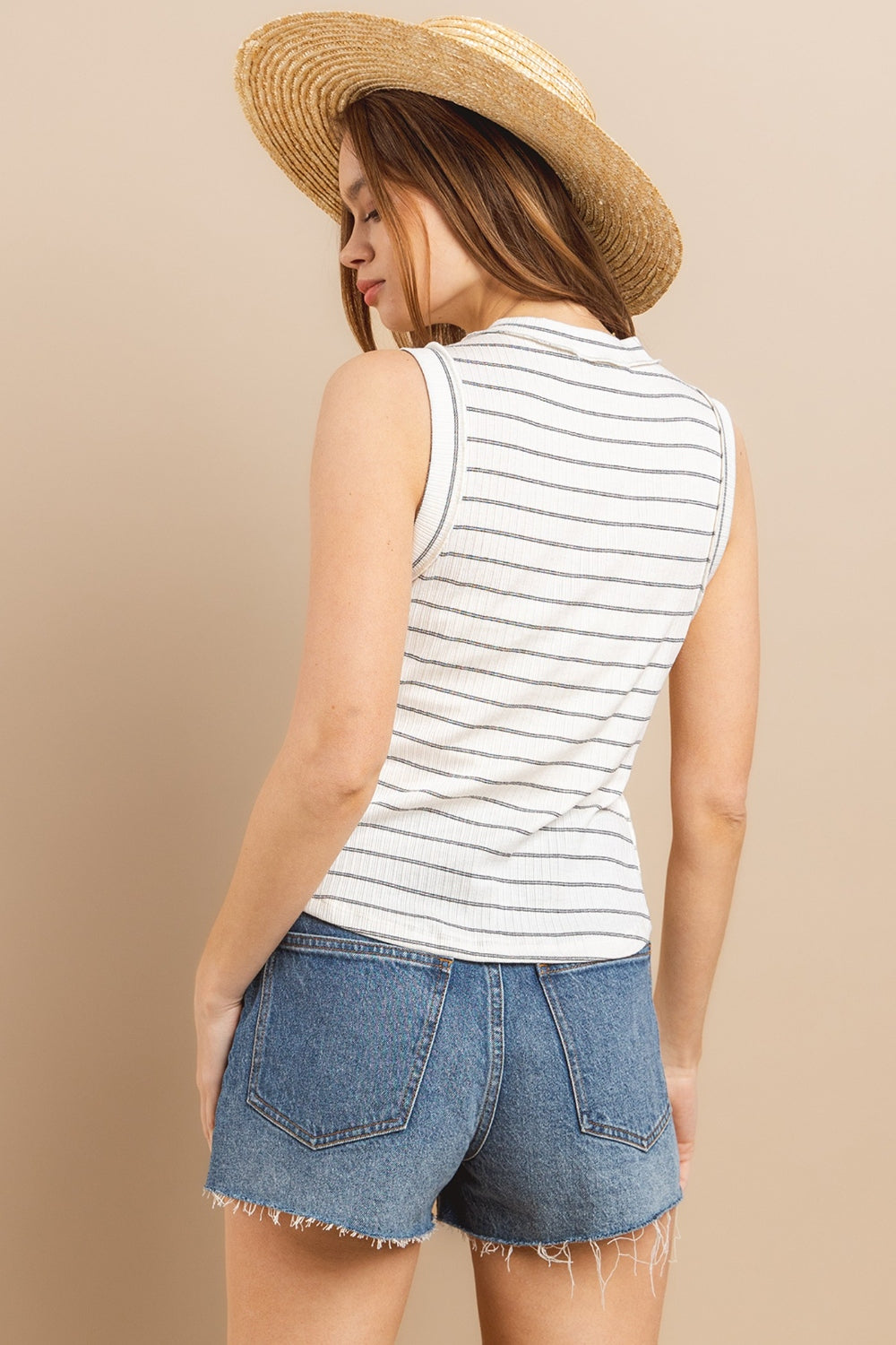 Ces Femme Striped Round Neck Tank *