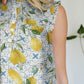 Frill Printed Mock Neck Top