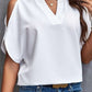 Full Size Notched Cold Shoulder Half Sleeve Blouse