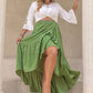Plus Size Matcha Green High-Low Skirt
