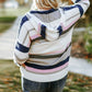 Plus Size Striped Long Sleeve Hooded Sweater