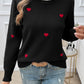 Devine Lace Detail Heart Long Sleeve Sweater