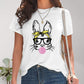 Rabbit Graphic Round Neck Short Sleeve T-Shirt