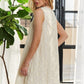 ADORA Applique Round Neck Sleeveless Shift Dress