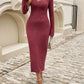 Devine Tied V-Neck Long Sleeve Sweater Dress