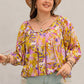 Plus Size Printed Tie Neck Blouse
