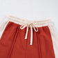 Drawstring Contrast Wide Leg Pants