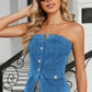 Smocked Tube Denim Top