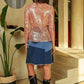 Davi & Dani Sequin Mock Neck Long Sleeve Mesh Top