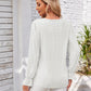 Applique V-Neck Flounce Sleeve T-Shirt