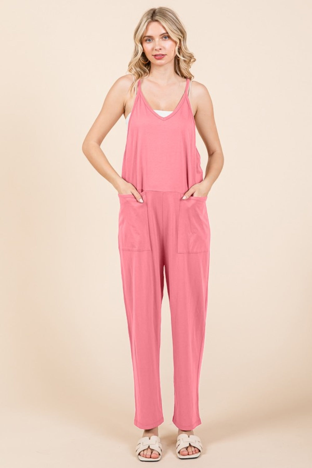 Culture Code Full Size Sleeveless Jumpsuit with Pockets