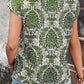 Cutout Printed Short Sleeve Blouse