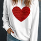 Valentine’s Day Heart White Round Neck Long Sleeve Sweatshirt