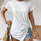 Full Size Asymmetric Hem Round Neck T-Shirt