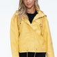 How Dare U Drawstring Hem PU Leather Zip Up Jacket
