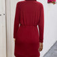 Drawstring Turtleneck Long Sleeve Mini Dress
