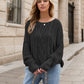 Round Neck Dropped Shoulder Long Sleeve Sweater