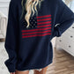 Devine US Flag Round Neck Long Sleeve Knit Top