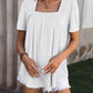 Ruched Square Neck Short Sleeve Blouse