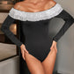 Perfee Sequin Ruffled Off-Shoulder Long Sleeve Bodysuit