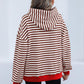 Drawstring Striped Long Sleeve Hoodie