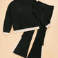 Contrast Round Neck Long Sleeve Top and Bootcut Pants Set