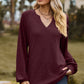 Eyelet Notched Raglan Sleeve T-Shirt