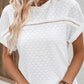 Eyelet Round Neck Short Sleeve Blouse