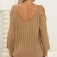 Cable-Knit V-Neck Long Sleeve Sweater