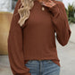 Ribbed Round Neck Long Sleeve T-Shirt