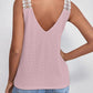 Lace Detail Waffle-Knit V-Neck Tank