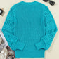 Openwork Frill Round Neck Long Sleeve Sweater