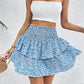 Smocked Layered Printed Mini Skirt