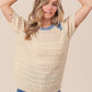 BiBi Textured Contrast Short Sleeve Sweater - Brand BiBi