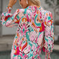Printed Puff Sleeve Collared Blouse