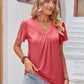 Double Take Full Size Ruched V-Neck Short Sleeve T-Shirt