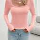 Devine Lace Detail Scoop Neck Long Sleeve T-Shirt